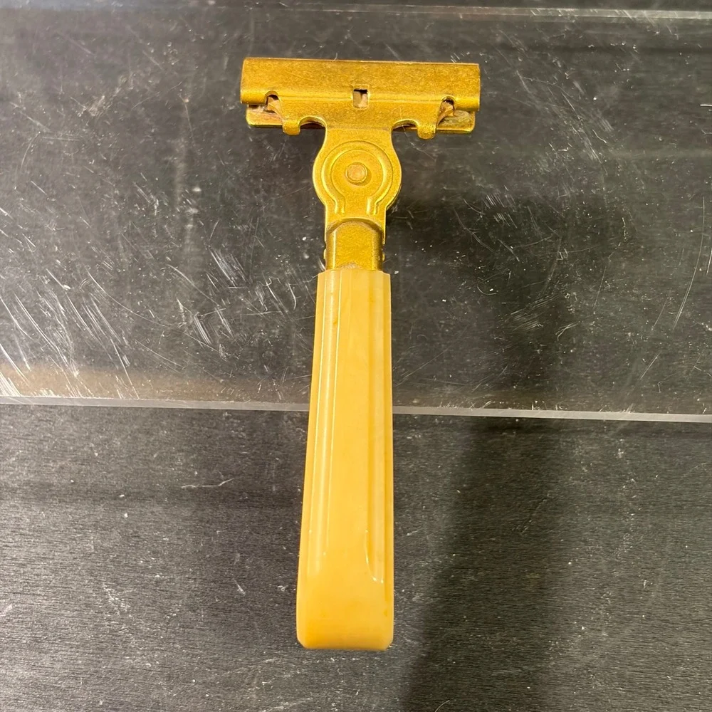 Vintage Eversharp Schick Injector Razor Type G Gold Tone Butterscotch Bakelite